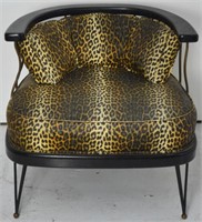 MID CENTURY MODERN HOLLYWOOD LEOPARD PRINT CHAIR