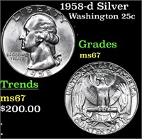1958-d Washington Quarter Silver 25c Grades GEM++