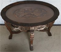 Carved Table w/Glass Top
