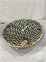 MADE TERRA BAMBOO WOVEN BASKET TRAY 20IN BLUE