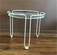 METAL AND GLASS SIDE TABLE