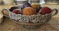 Metal Bowl with Faux fruit Decor