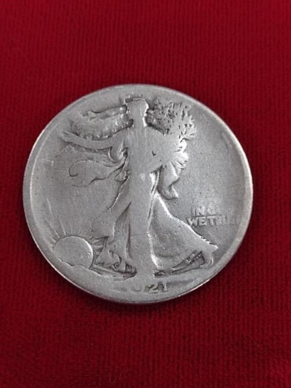 1921 P Walking Liberty Half Dollar Coin