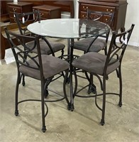 Metal and Beveled Glass Table and Chair Set