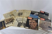 Vintage Ephemera, newspapers and Life Magazines
