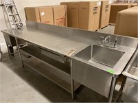 Stainless Steel Work Table With Two Sinks