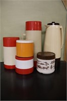 6pc Vntg Thermos & Insulated Jars