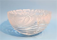 Vintage Frosted Cut Glass Serving Bowl