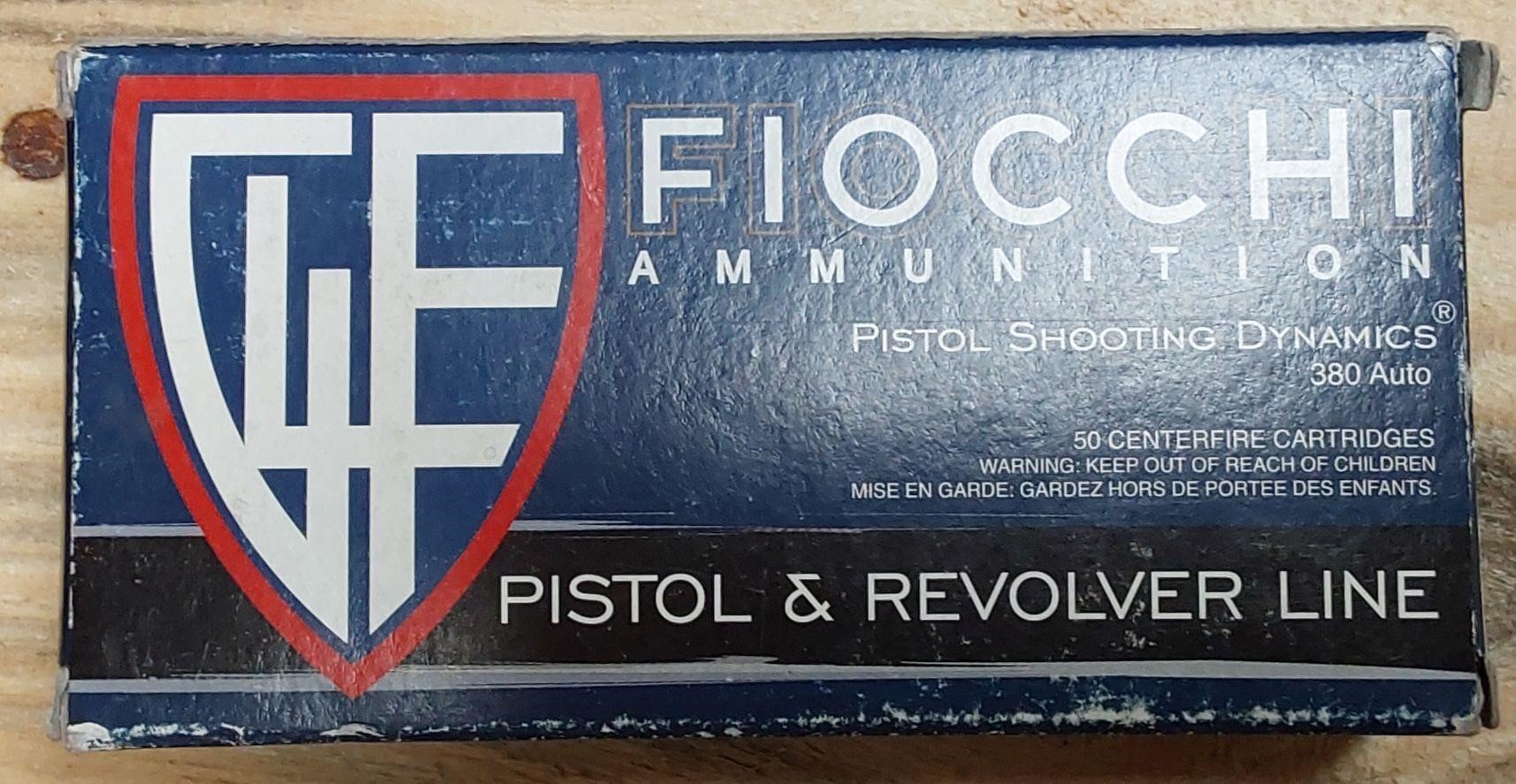 50ct Fiocchi 380 Auto Ammo