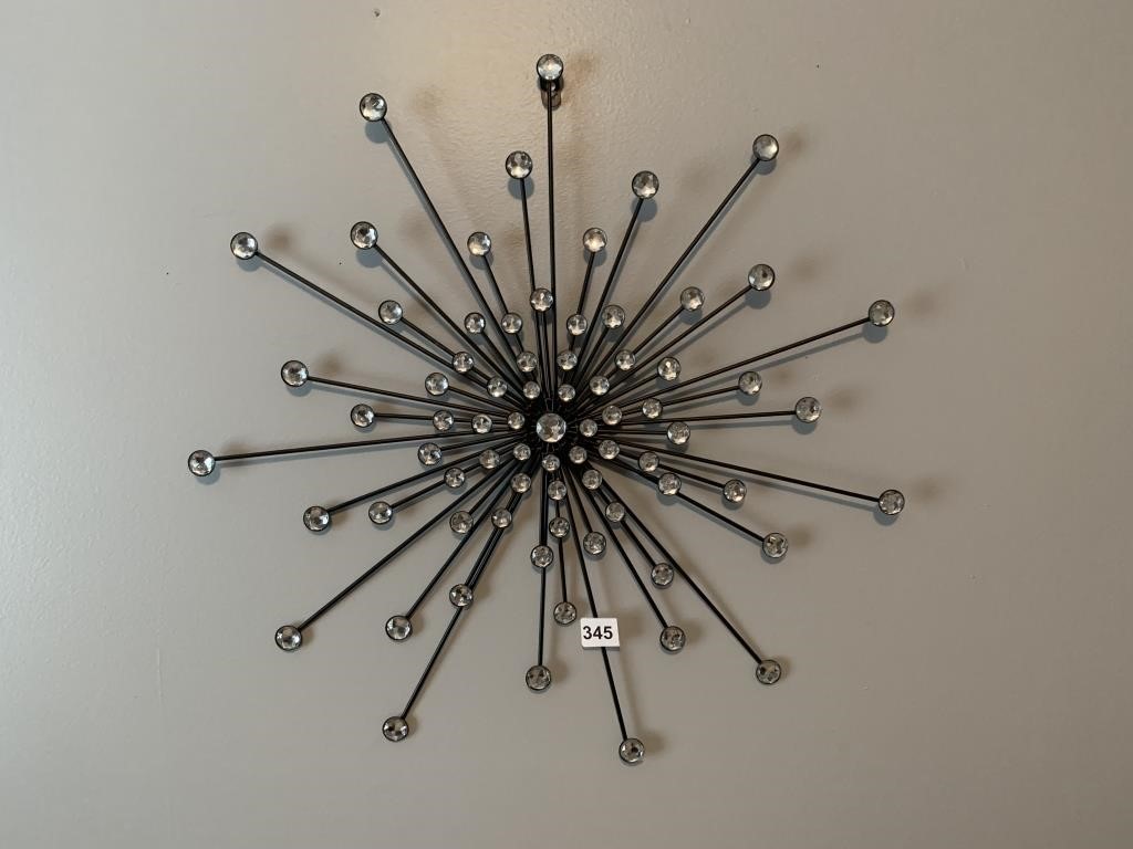 24" METAL HANGING STARBURST JEWELED DECORATION