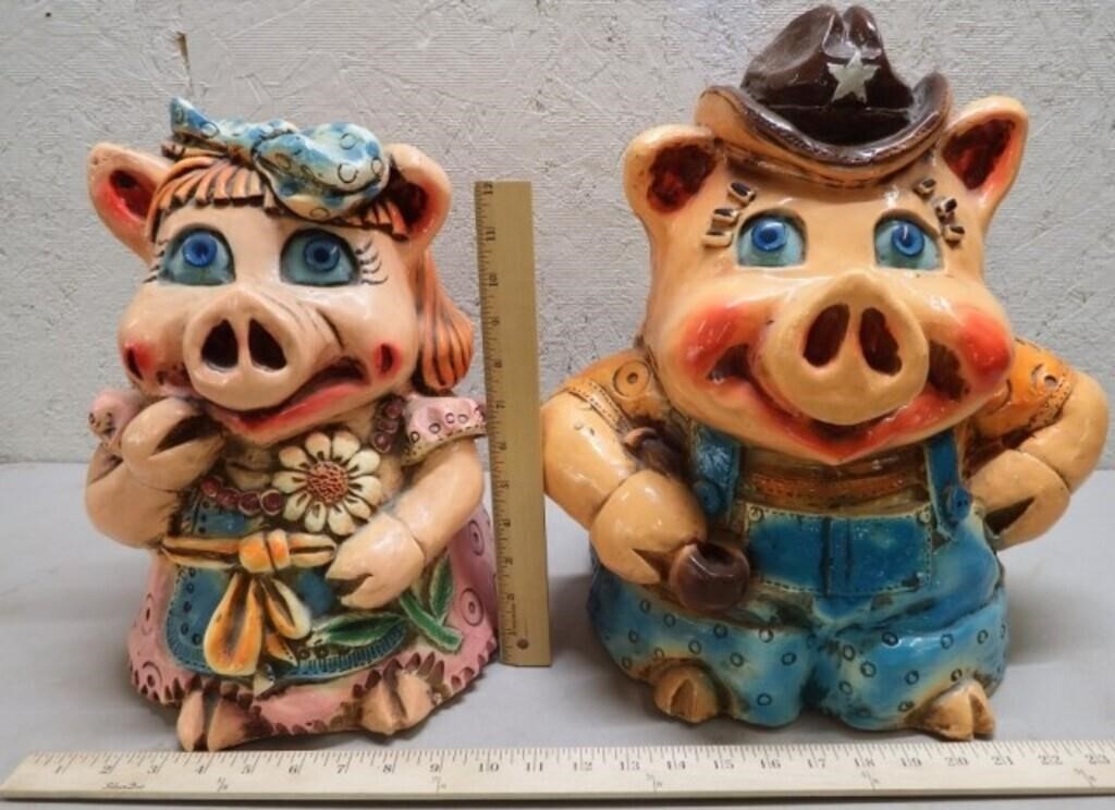 (2) 1970 Large Piggy - Pig Coin Banks