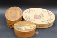 3 Vintage Shaker-Style Wooden Cheese Boxes