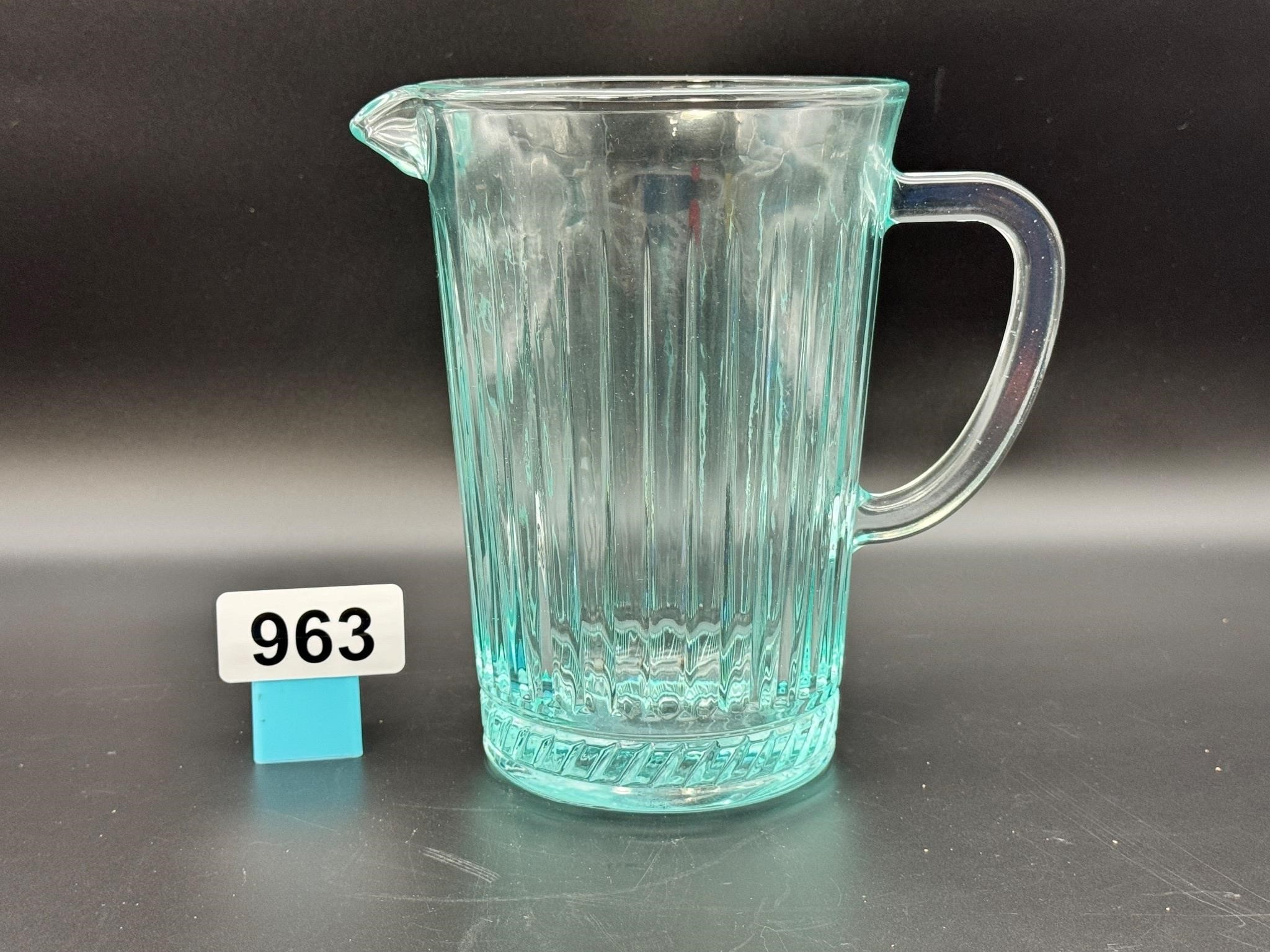 Beautiful aqua blue glass vintage pitcher