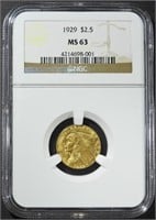 1929 $2.5 GOLD INDIAN NGC MS-63