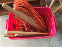 Tote of asst electric extension cords