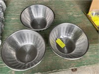 Colander strainers, three large 14 inch diameter
