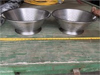 2 large colander strainers near 18 inch diameter