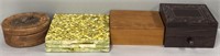 4 Decorated Wood Boxes Lot Collection