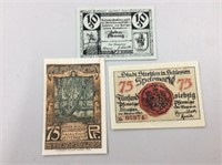 Lot Of 3 Germany Notfeld Pfenning Banknotes