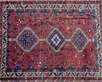 PRETTY HAND KNOTTED PERSIAN WOOL SHIRAZ RUG