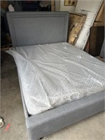 Queen size gray fabric bed complete - Posterpedic