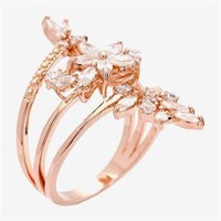 Cubic Zirconia 18K Rose Gold Cocktail Ring Size 7