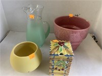 Green Pitcher & Misc Lot