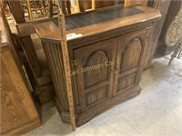 SMALL WOOD CABINET W/ TILE TOP