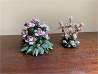2 Capodimonte Porcelain Floral Figurines