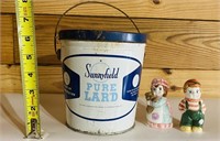 Vintage Sunnyfield  Pure Lard Tin Bucket &