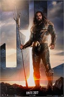 Jason Momoa Autograph Justice League Poster