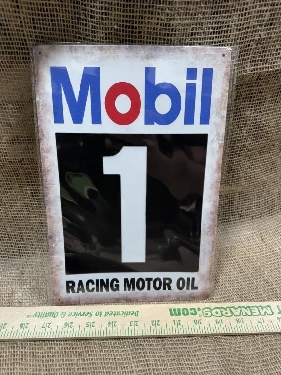 8"x12" Mobil 1 Racing Motor Oil Tin Sign