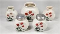 FIRE KING TULIPS RANGE SET - 2 LIDS