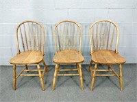 Lot Of 3 Solid Wood Windsor Style Chairs