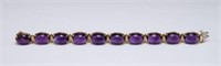 14K Yellow Gold & Amethyst Cabochon Bracelet.