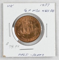 1937 1/2 PENNY UK COIN