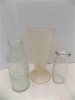 Vintage vase, 2) Bottles
