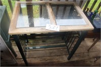 TALL GLASS TOP TABLE 33X22X34