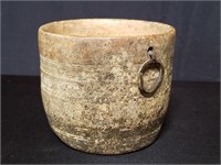 Handmade antique wooden  bowl with side ring