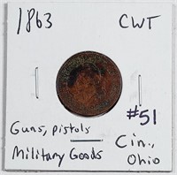 1863  Civil War Token  Guns, Pistols & Military OH