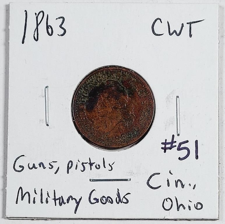 1863  Civil War Token  Guns, Pistols & Military OH