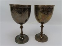 2 Silver Plate Goblets - 8" Tall