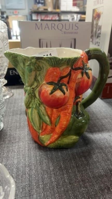 Hand painted vegetable pitcher