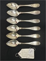 Six coin silver teaspoons by William Kendrick