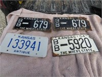 Lot of 4 Kansas Vintage License Plates 54-55 +