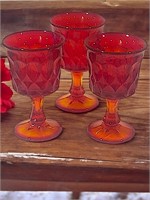 Orange Red Amberina Sherbet Wine Water Set