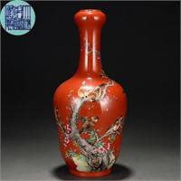 A Chinese Famille Rose Garlic Head Vase