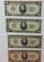 Eight 1924 Twenty Dollar Federal Reserve Notes