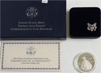 PROOF THOMAS EDISON SILVER DOLLAR W BOX PAPERS