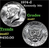 1974-d Kennedy Half Dollar 50c Grades GEM++ Unc